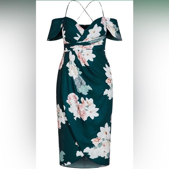 Elegant Emerald Floral Maxi Dress - Picture 4 of 4